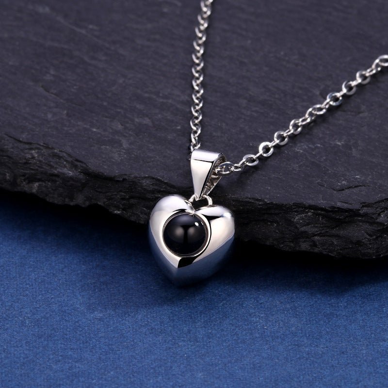 Domed Heart 925 Sterling Silver Projection Necklace