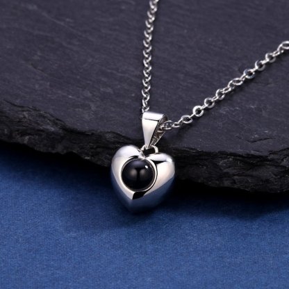 Domed Heart 925 Sterling Silver Projection Necklace