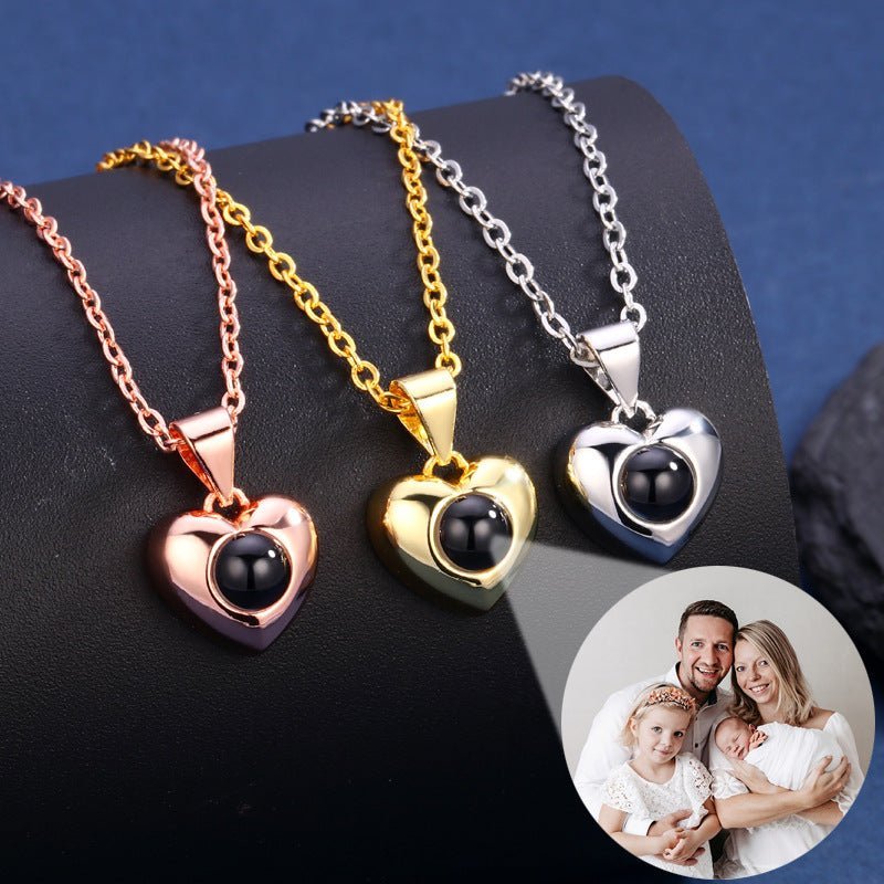Domed Heart 925 Sterling Silver Projection Necklace