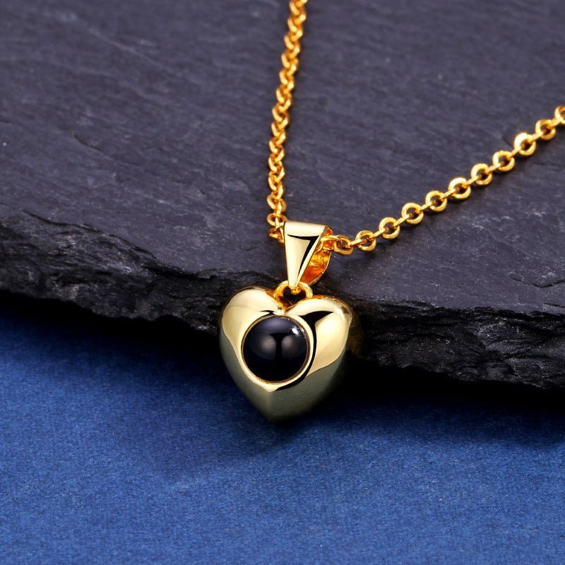 Domed Heart 925 Sterling Silver Projection Necklace