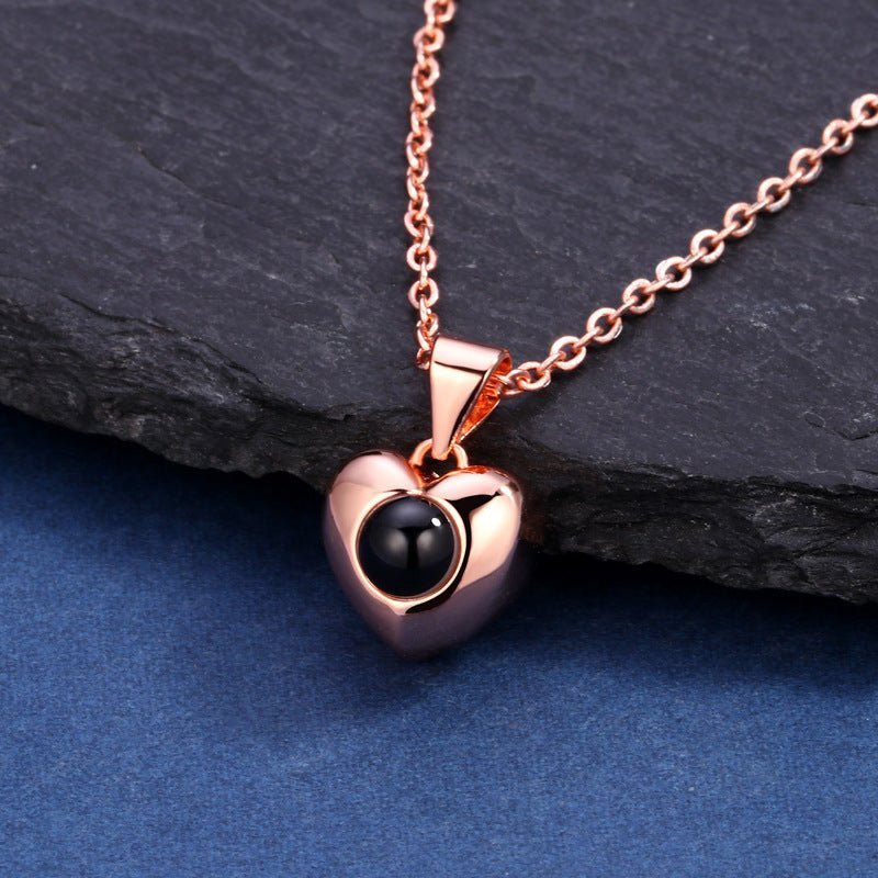 Domed Heart 925 Sterling Silver Projection Necklace