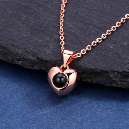 Domed Heart 925 Sterling Silver Projection Necklace