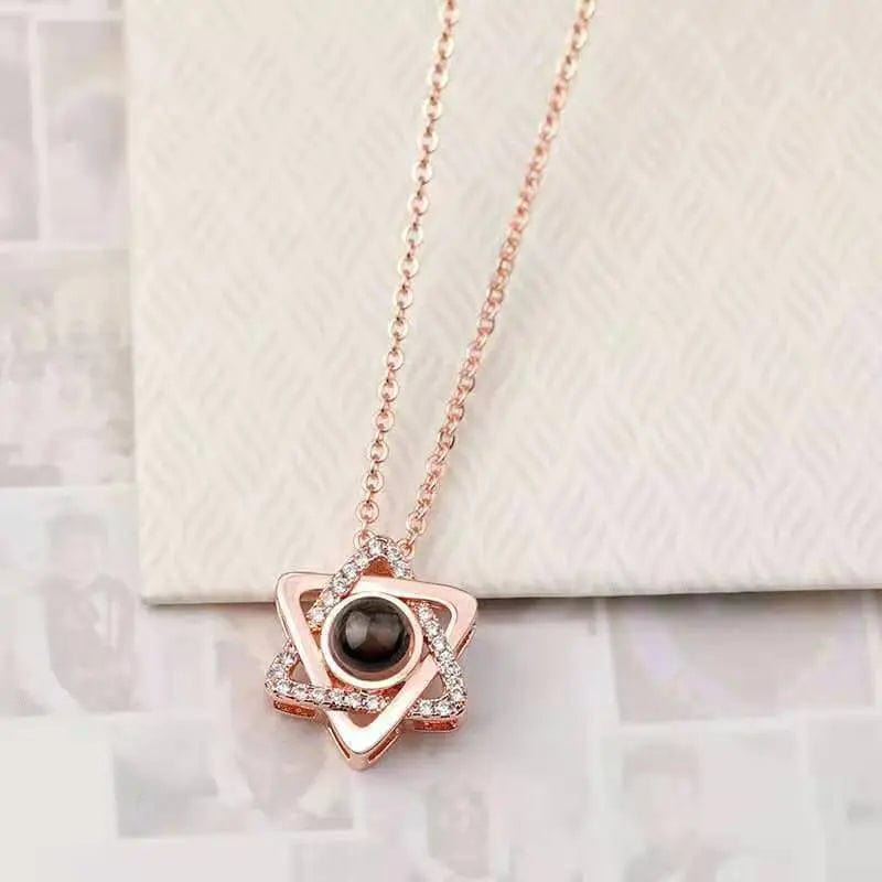 Hexagonal Zircon Gem 925 Sterling Silver Projection Necklace