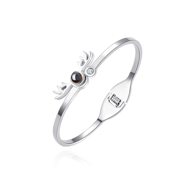 Photo Projection Adjustable Antler Shape Bracelet