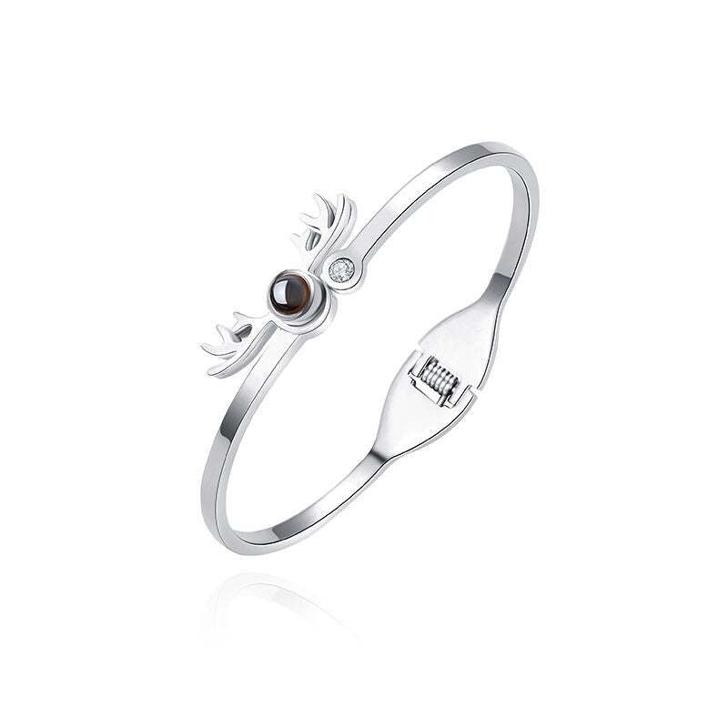 Photo Projection Adjustable Antler Shape Bracelet