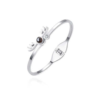 Photo Projection Adjustable Antler Shape Bracelet