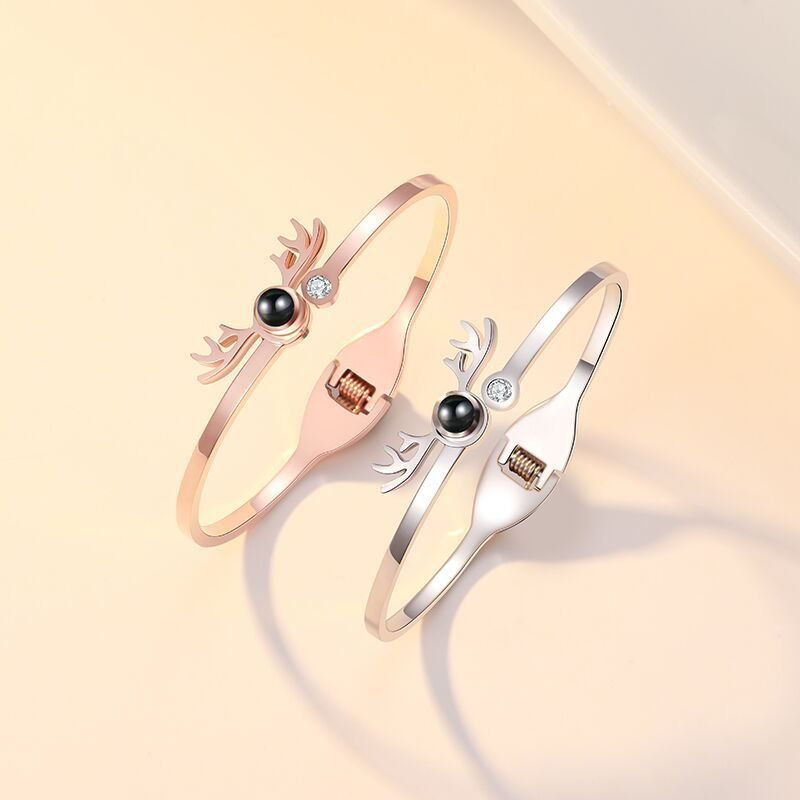 Photo Projection Adjustable Antler Shape Bracelet