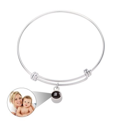 Photo Projection Adjustable Bangle Round Zircon Bracelet