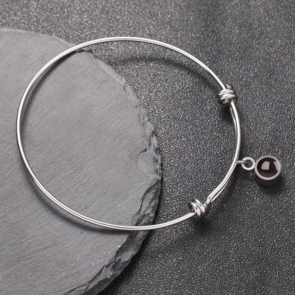 Photo Projection Adjustable Bangle Round Zircon Bracelet