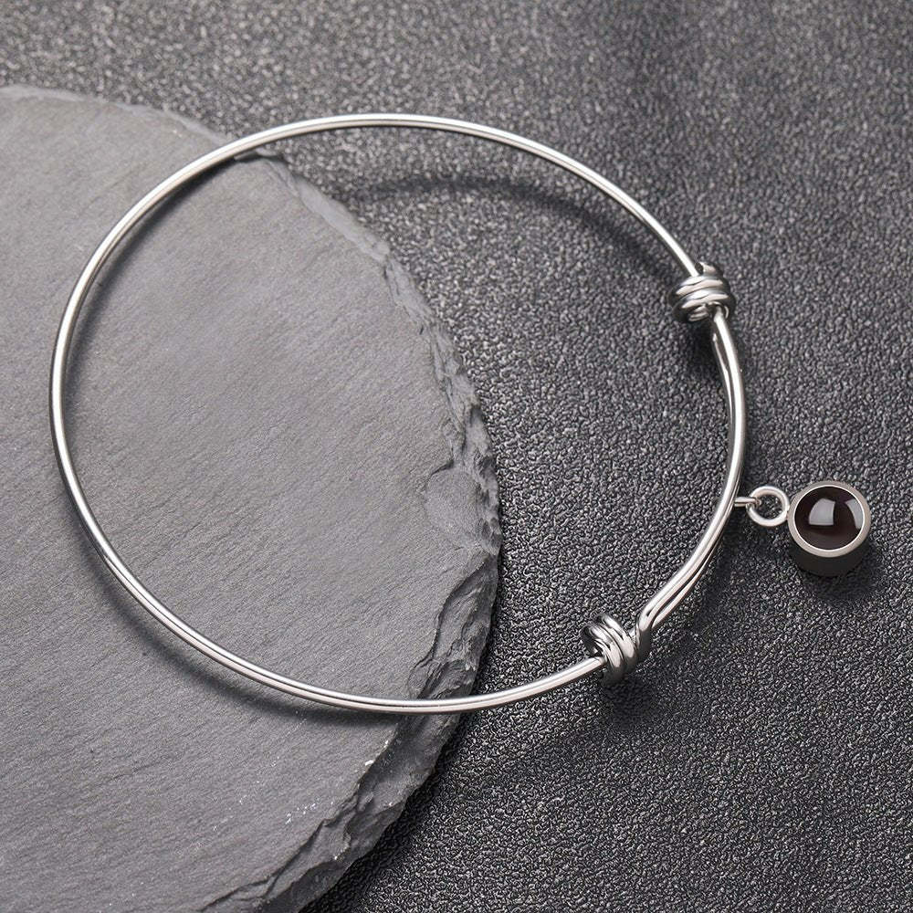 Photo Projection Adjustable Bangle Round Zircon Bracelet