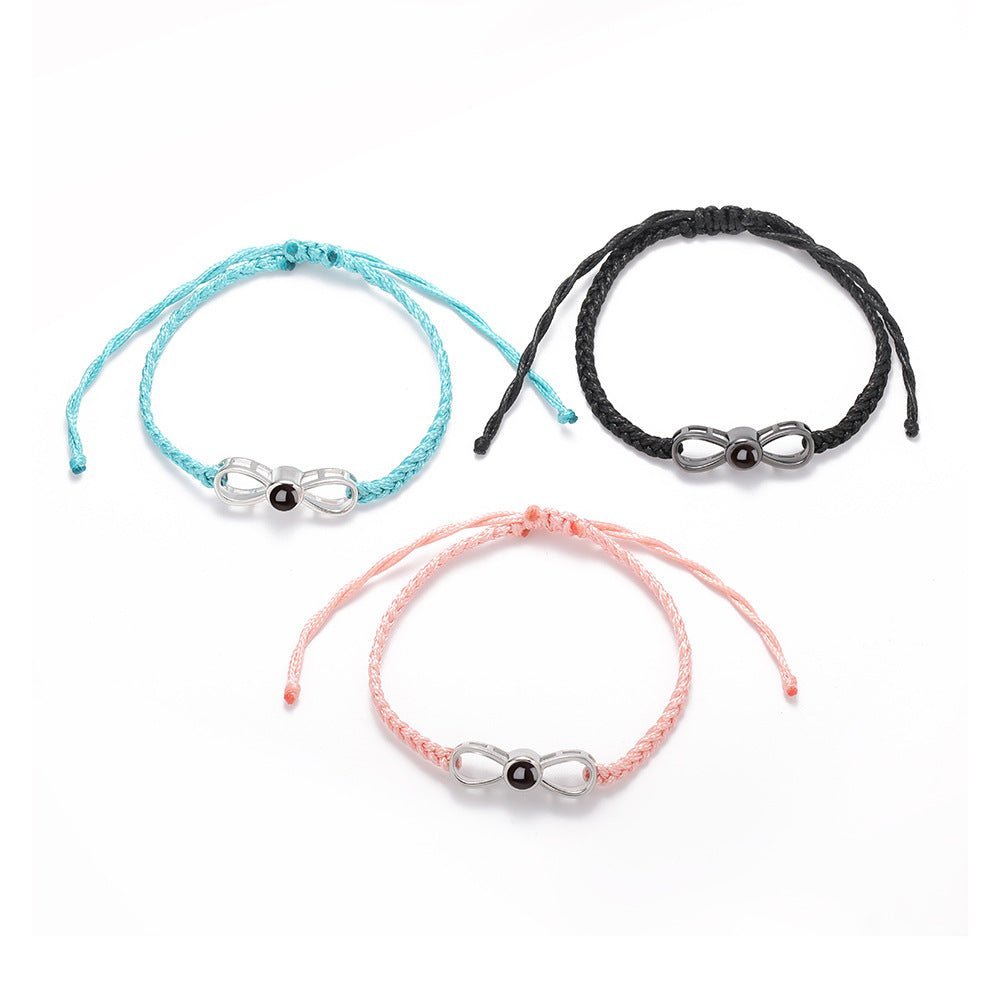 Photo Projection Braided Infinity Zircon Bracelet