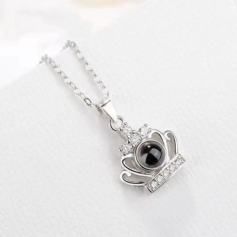 Crown 925 Sterling Silver Projection Necklace
