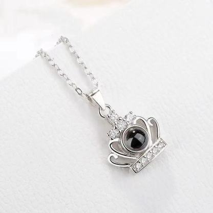 Crown 925 Sterling Silver Projection Necklace