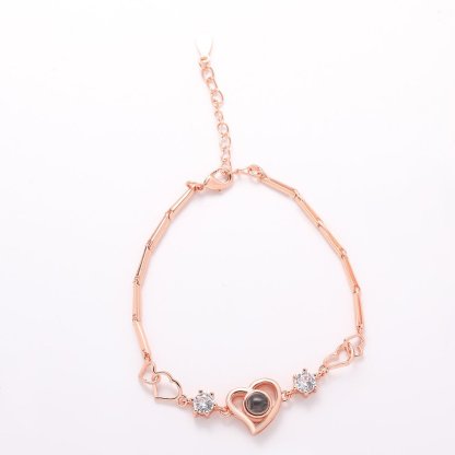 Diamond Heart 925 Sterling Silver Projection Bracelet
