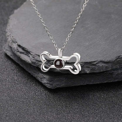 Dog Bone 925 Sterling Silver Photo Projection Necklace