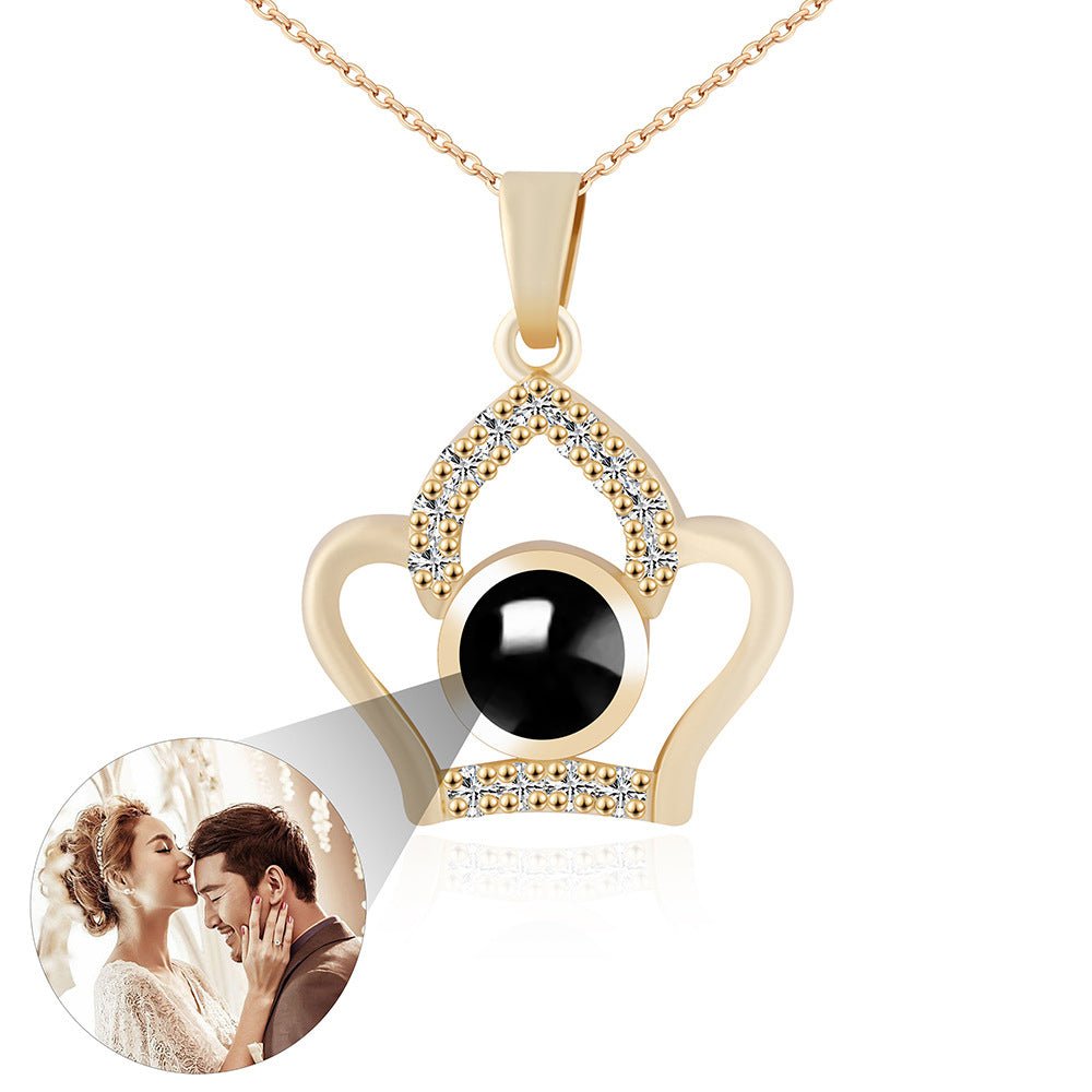 Embellished Imperial Crown Projection Necklace