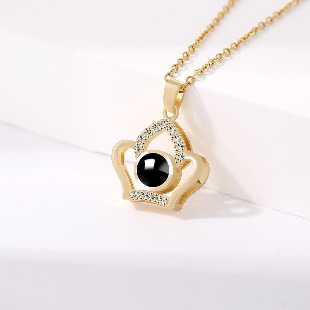 Embellished Imperial Crown Projection Necklace