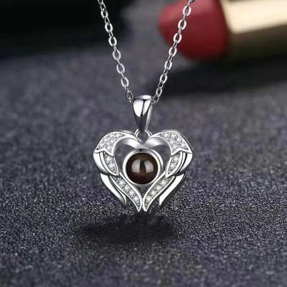 Royal Heart 925 Sterling Silver Photo Projection Necklace