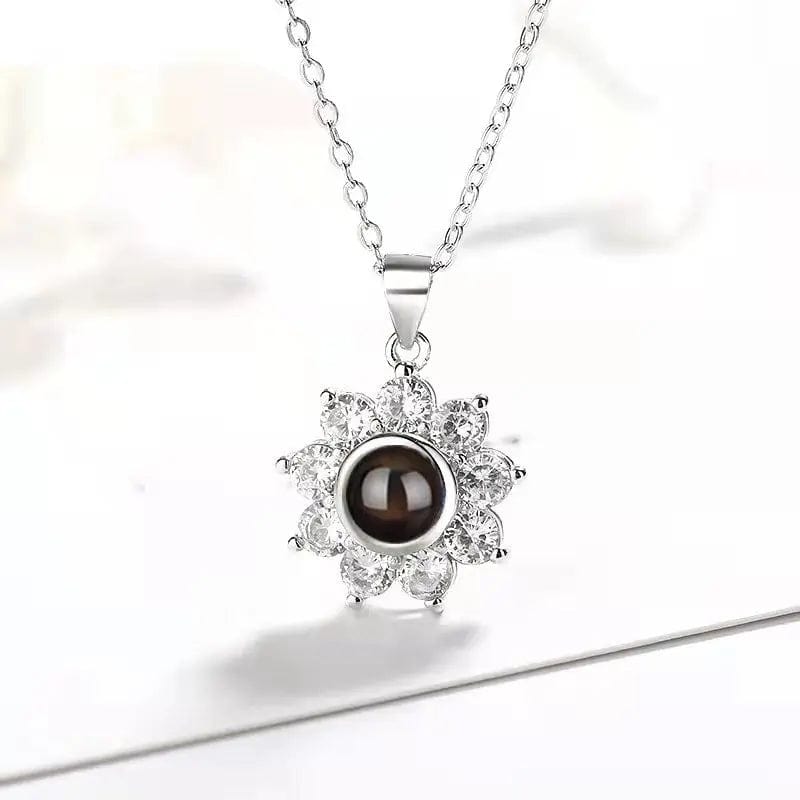 Sunflower 925 Sterling Silver Photo Projection Necklace