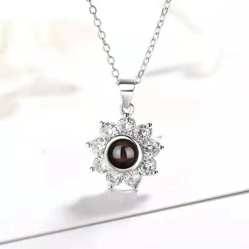 Sunflower 925 Sterling Silver Photo Projection Necklace