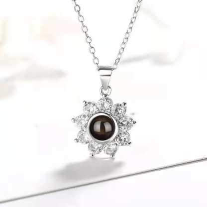 Sunflower 925 Sterling Silver Photo Projection Necklace