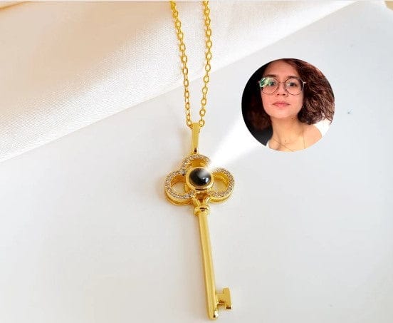 Key Zircon 925 Sterling Silver Photo Projection Necklace