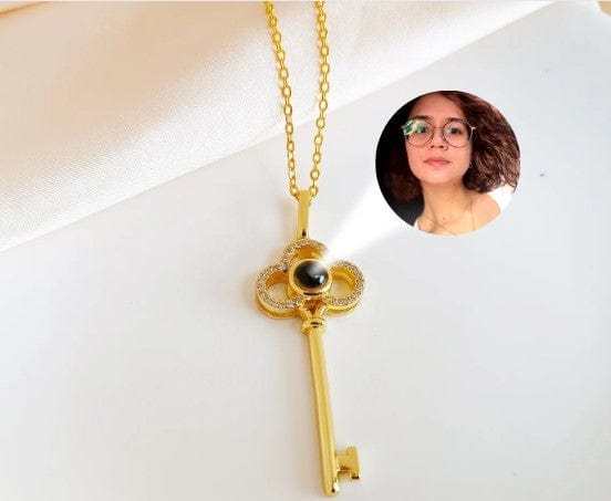 Key Zircon 925 Sterling Silver Photo Projection Necklace