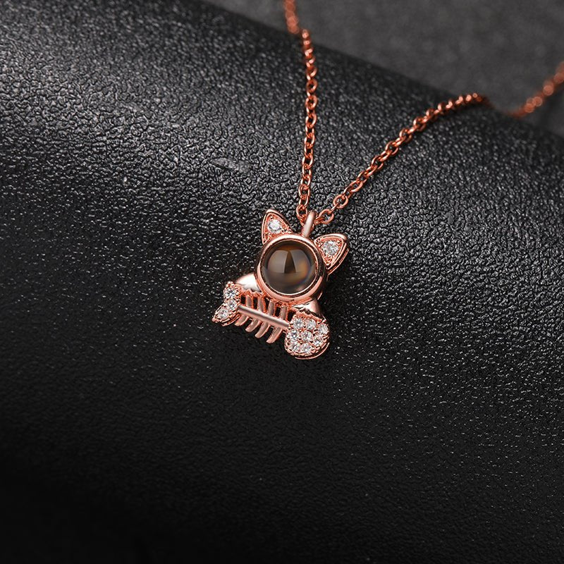 Kitty Catch 925 Sterling Silver Projection Necklace
