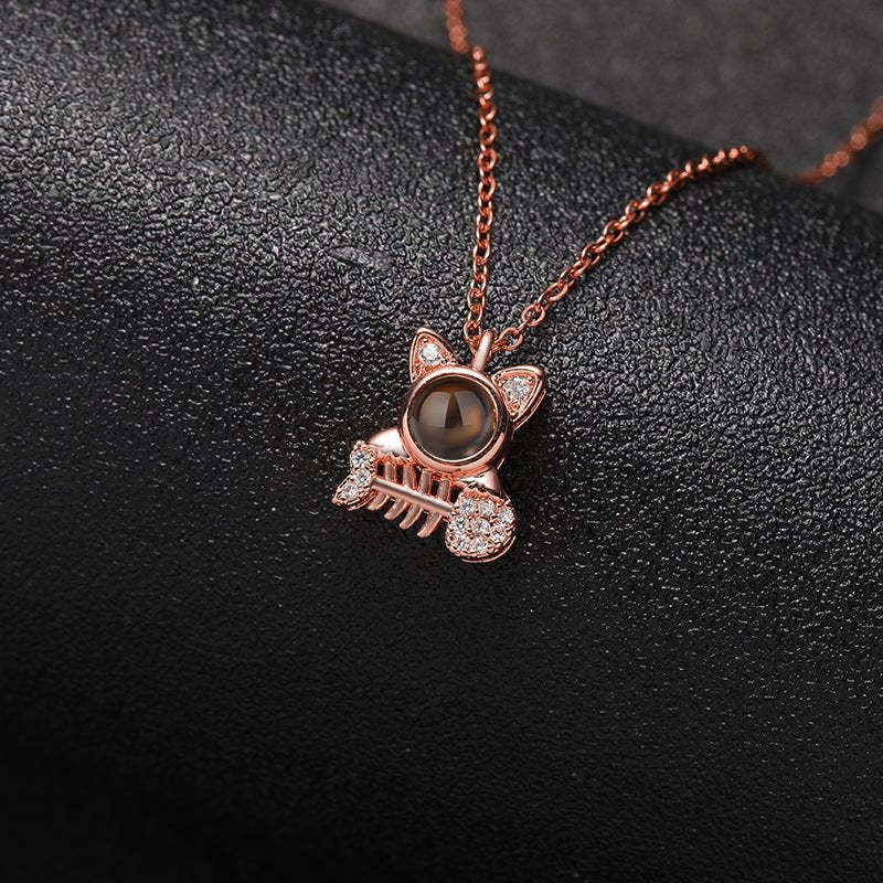 Kitty Catch 925 Sterling Silver Projection Necklace