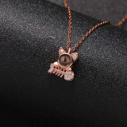 Kitty Catch 925 Sterling Silver Projection Necklace