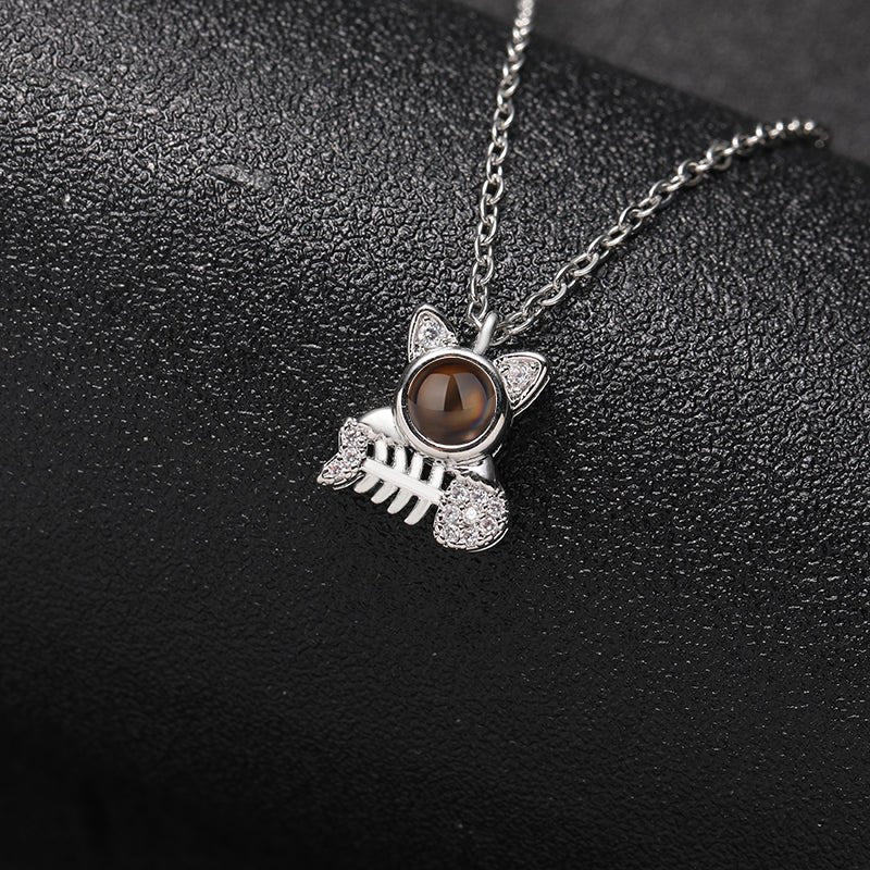 Kitty Catch 925 Sterling Silver Projection Necklace