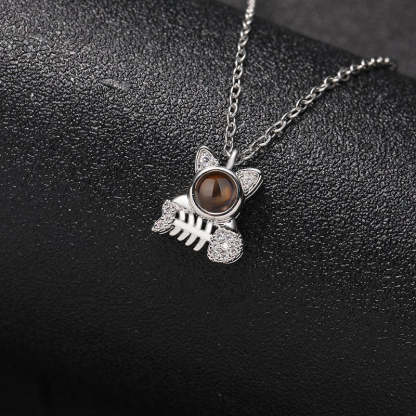 Kitty Catch 925 Sterling Silver Projection Necklace