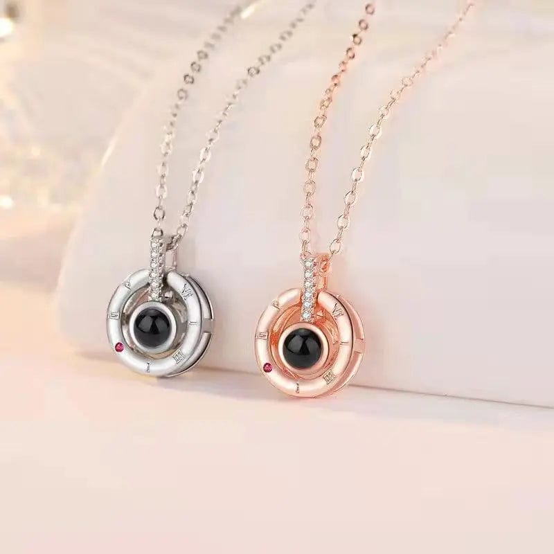 Minimalist Roman Numerals 925 Sterling Silver Photo Projection Necklace