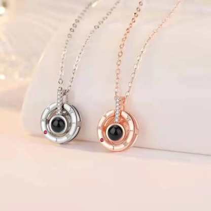 Minimalist Roman Numerals 925 Sterling Silver Photo Projection Necklace