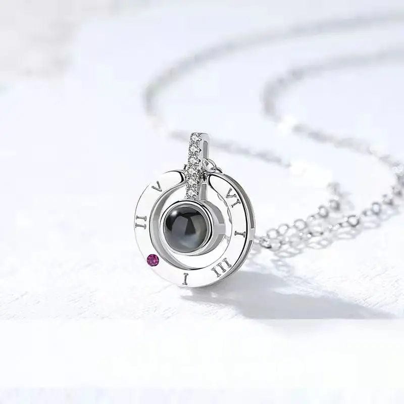 Custom Minimalist Roman Numerals 925 Sterling Silver Photo Projection 