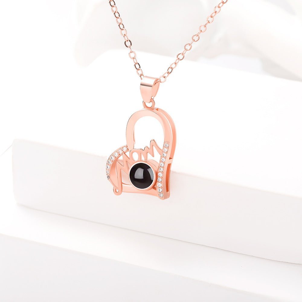 Mom 925 Sterling Silver Photo Projection Necklace