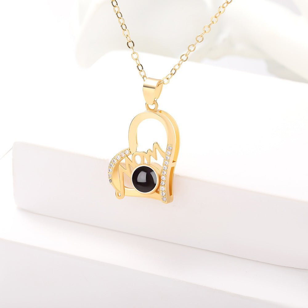Mom 925 Sterling Silver Photo Projection Necklace