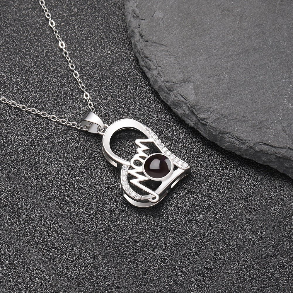 Mom 925 Sterling Silver Photo Projection Necklace