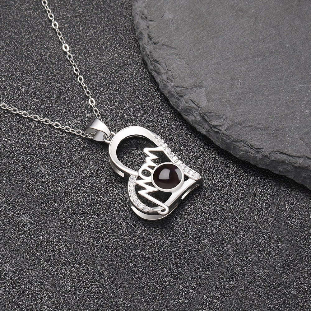 Mom 925 Sterling Silver Photo Projection Necklace