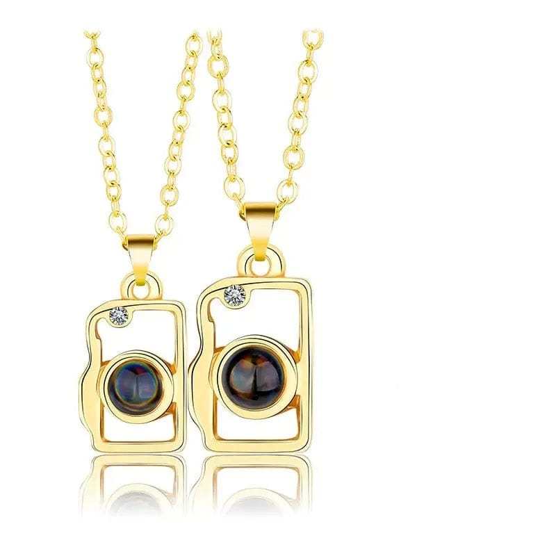 2 pcs Magnetic Camera 925 Sterling Silver Photo Projection Necklace