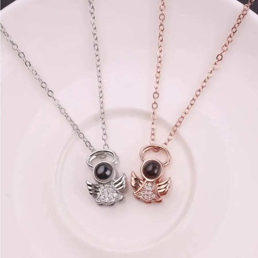 Angel 925 Sterling Silver Photo Projection Necklace
