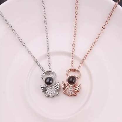 Angel 925 Sterling Silver Photo Projection Necklace