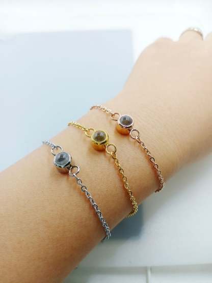 Mother & Daughter Matching Photo Projection Dainty Bracelet