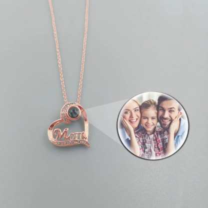Heart Mom 925 Sterling Silver Photo Projection Necklace