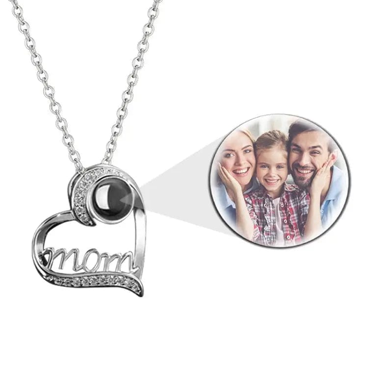 Heart Mom 925 Sterling Silver Photo Projection Necklace