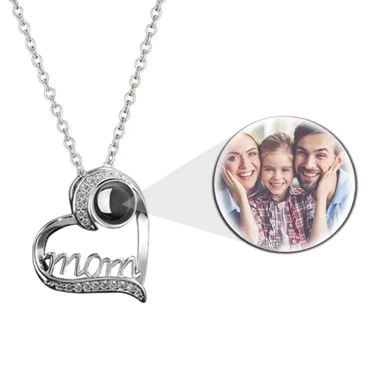 Heart Mom 925 Sterling Silver Photo Projection Necklace