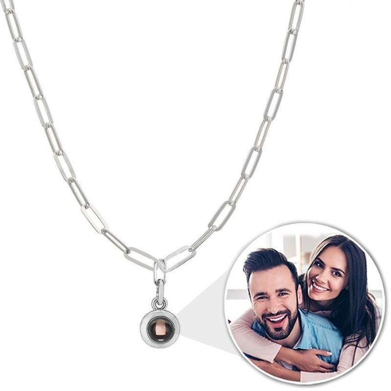 Paperclip 925 Sterling Silver Photo Projection Necklace