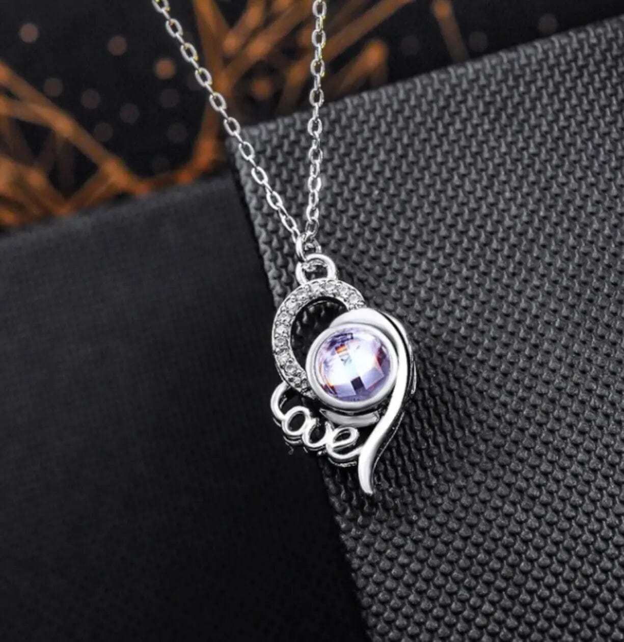 Love 925 Sterling Silver Projection Necklace
