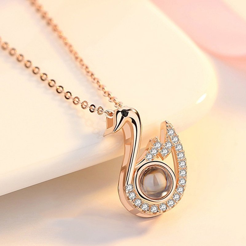 Swan 925 Sterling Silver Photo Projection Necklace
