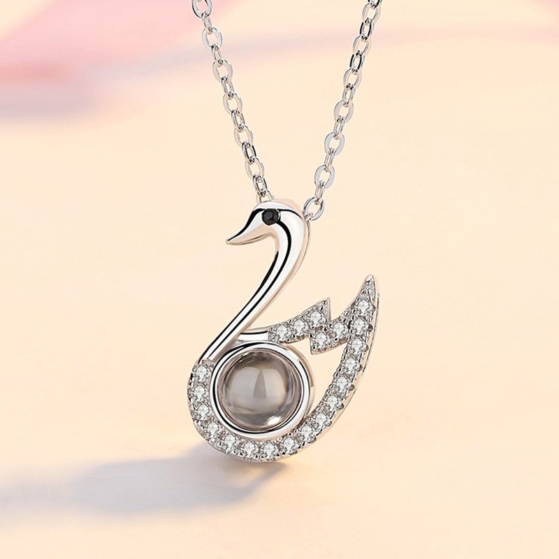 Swan 925 Sterling Silver Photo Projection Necklace